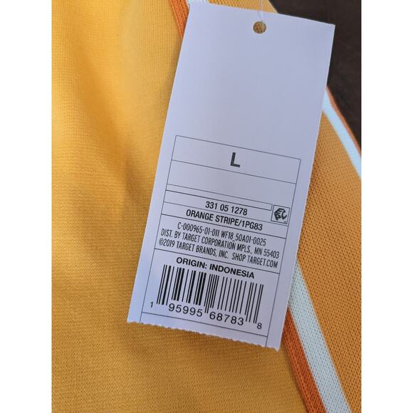 Wild Fable Active Skirt L Orange Mini Knit Tennis ALine Sports Stripe Drawstring - Picture 5 of 11